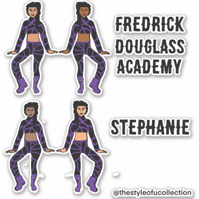 Add Names Majorette / Dancer Stickers Purple Swirl (Front)