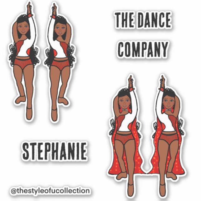 Add Names Majorette / Dancer Stickers Red Spark (Front)