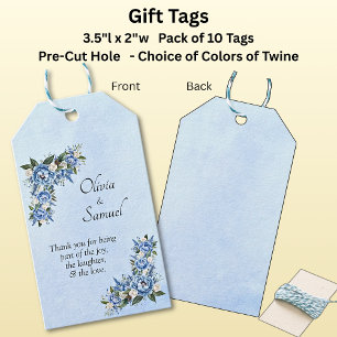 Add Names, & Message, Blue Peony on Wedding Suite Gift Tags