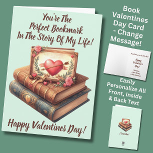 Add Names, Perfect Bookmark Green Valentines Day Card