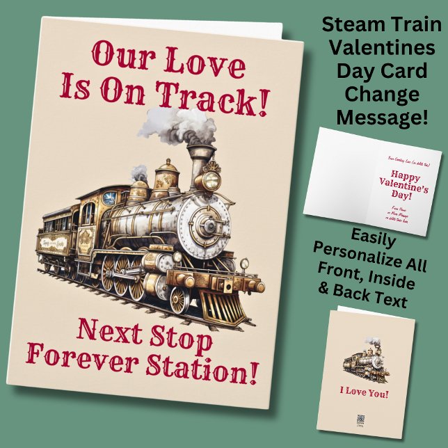Add Names, Steam Train Engine Valentines Day Card (Creator Uploaded)