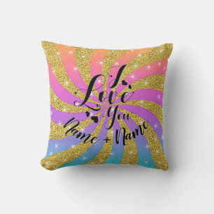 Add Names Valentines Day I Love You Pretty Sparkle Throw Pillow