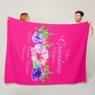 Add or Edit Names - This Grandma belongs to Floral Fleece Blanket
