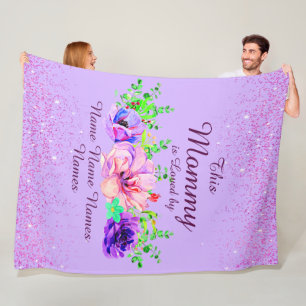 Add or Edit Names This Mommy Is Loved By Floral T Fleece Blanket