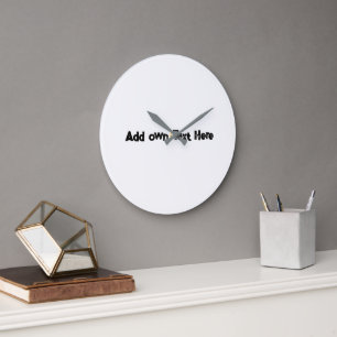 Add own text Here Grey Colour Round Acrylic Wall Large Clock