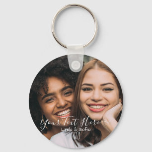 Add Own Text upload photo and names and date  Keychain
