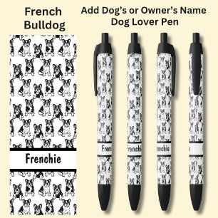 Add Owner's or Dog's Name, French Bulldog Black Ink Pen