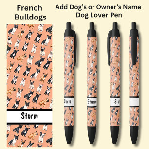 Add Owner's or Dog's Name, French Bulldogs Black Ink Pen