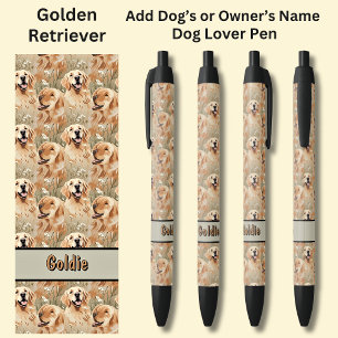 Add Owner's or Dog's Name, Golden Retriever Black Ink Pen