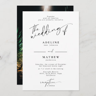 Add Personalized Photo Modern Script Wedding  Invitation