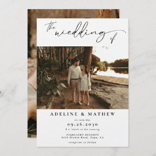 Add Personalized Photo Modern Script Wedding  Invitation