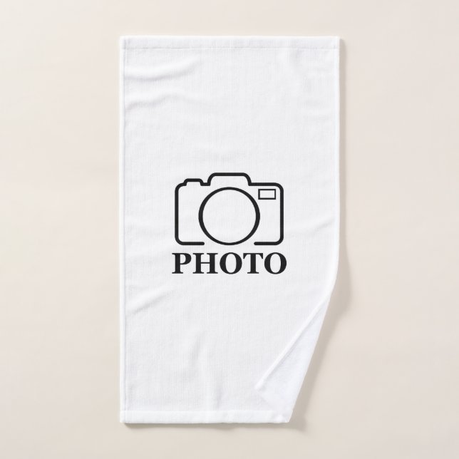 Add Personalized Photo Wedding Modern Cute Elegant Hand Towel (Hand Towel)