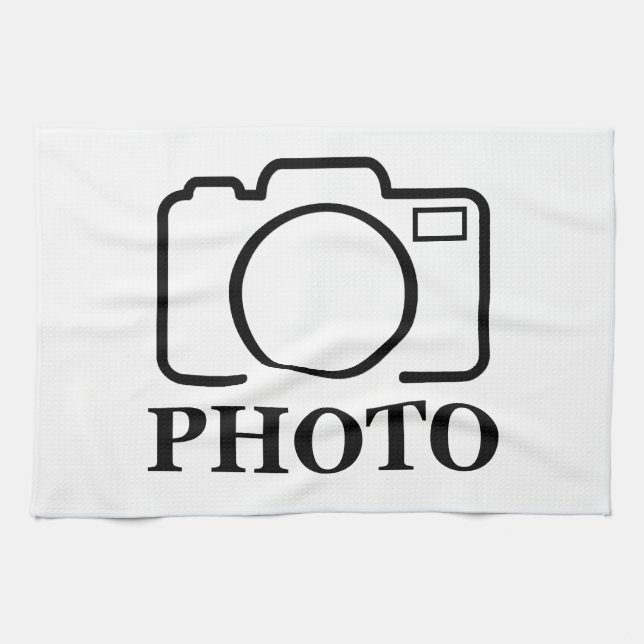 Add Personalized Photo Wedding Modern Cute Elegant Kitchen Towel (Horizontal)