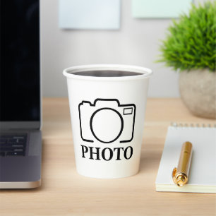 Add Personalized Photo Wedding Modern Cute Elegant Paper Cups