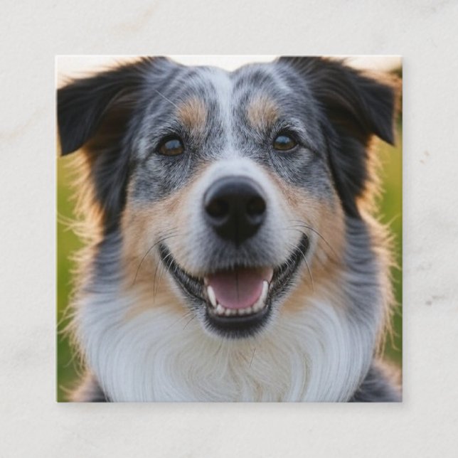 Add Pet Photo Customize Square Business Card (Front)