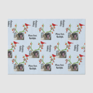 Add Pet Photo "Move Over Rudolph" Funny Christmas Tissue Paper