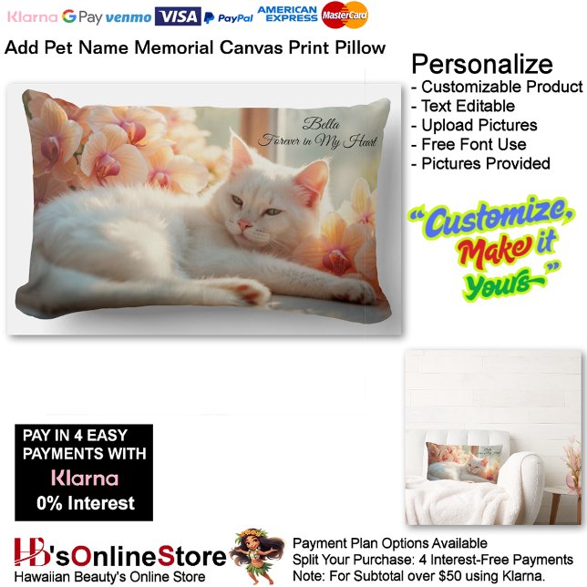Add Pets Name & Picture Forever in My Heart Pillow (Add Pet Name Picture Forever in My Heart Memorial Lumbar Pillow.)