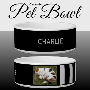 Add photo and name black and grey bowl