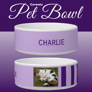 Add photo and name light and dark purple bowl