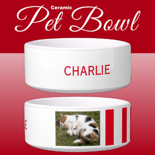 Add photo and name white and red bowl