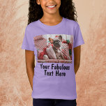 Add Photo and Text Custom Lavender Girls' T-Shirt<br><div class="desc">Create your own unique appareil gifts, Add Photo and Text on this personalized lavender t shirt. Easily make your own cool t-shirt design. The personalized kids t shirt is also avaiable for boys, men and women, in different colour choice. Perfect for bridal shower party (as floral girl custom gift), school...</div>