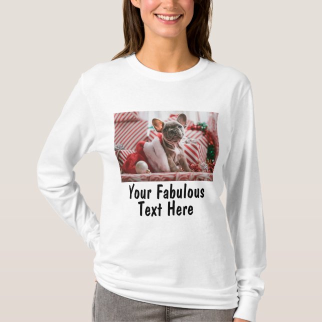 Add Photo and Text Custom Long Sleeve T-Shirt (Front)