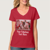 Add Photo and Text Custom V-Neck Red