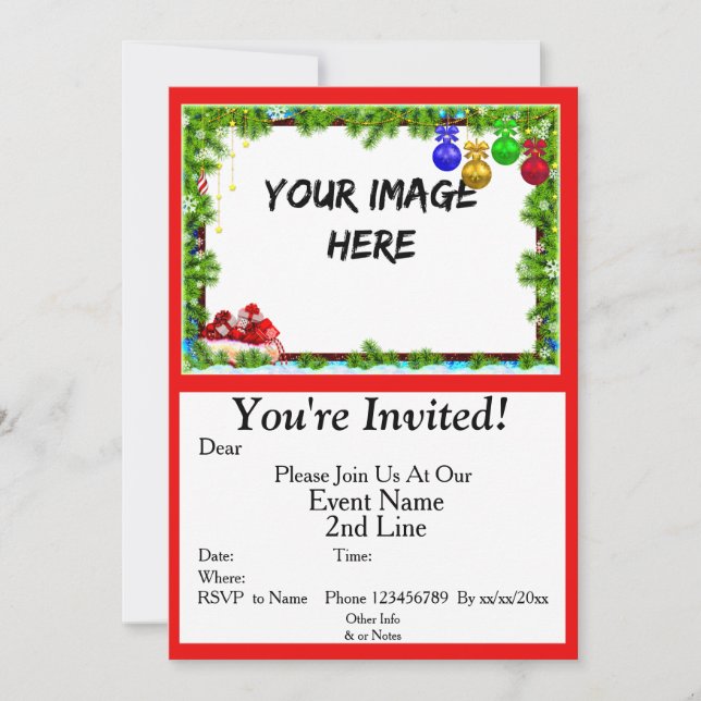 Add Photo Change ALL TEXT Christmas Party Invitation (Front)