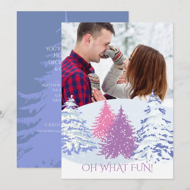ADD PHOTO - CHANGE COLOR Christmas Trees Invitation (Front/Back)