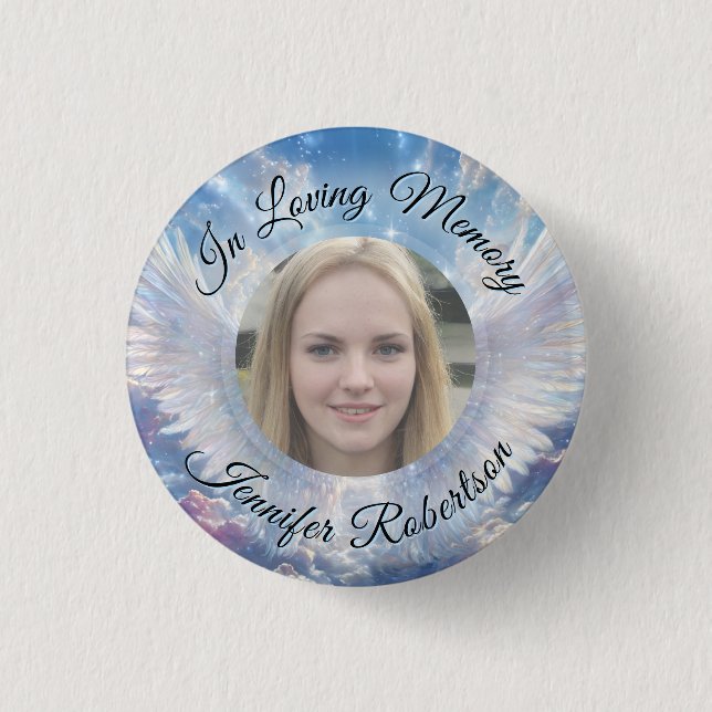 Add Photo Custom Memorial 1 Inch Round Button (Front)