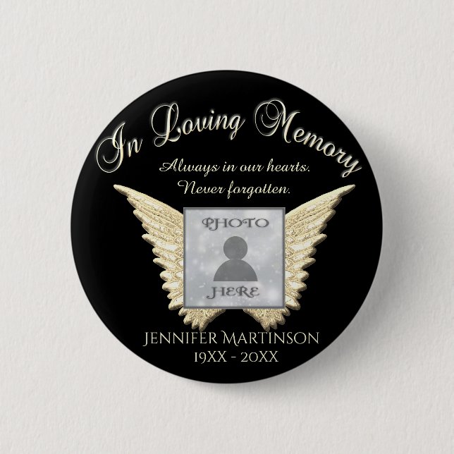 Add Photo Custom  Memorial 2 Inch Round Button (Front)