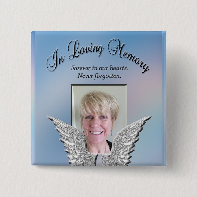 Add Photo Custom Memorial 2 Inch Square Button (Front)