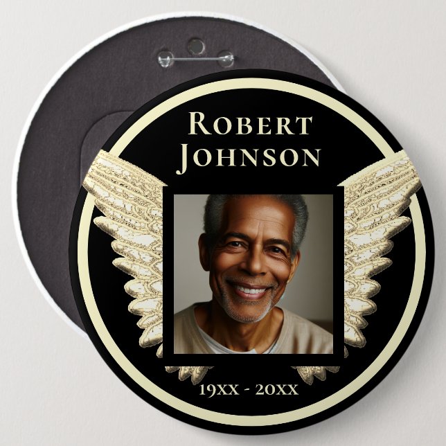 Add Photo Custom  Memorial 6 Inch Round Button (Front & Back)