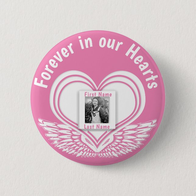 Add Photo Custom Memorial Heart 2 Inch Round Button (Front)