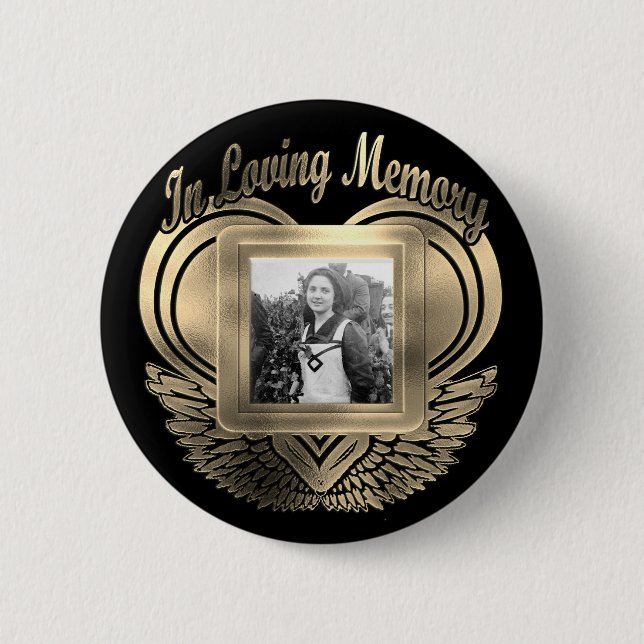 Add Photo Custom Memorial Heart 2 Inch Round Button (Front)
