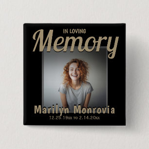 Add Photo Custom Memorial Heart Gold Button