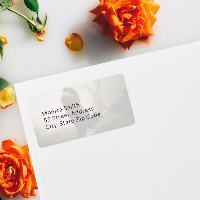 Add Photo Custom Wedding Label (The custom photo address label shown on an envelope)