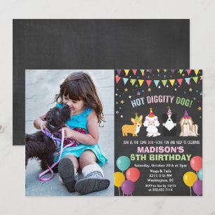 ADD PHOTO - Dog Puppy Birthday Chalk Invitation