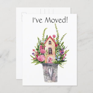 Add Photo I've Moved Watercolor Fairytale Postcard
