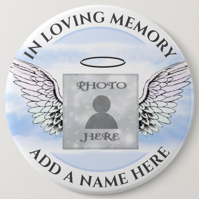 Add Photo Memorial 6 Inch Round Button (Front)