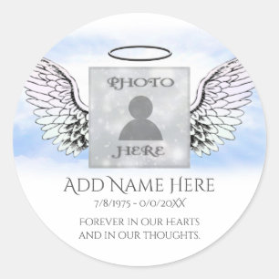 Add Photo Memorial Classic Round Sticker
