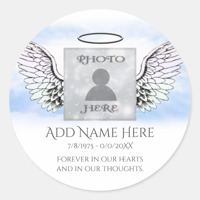 Add Photo Memorial Classic Round Sticker (Front)