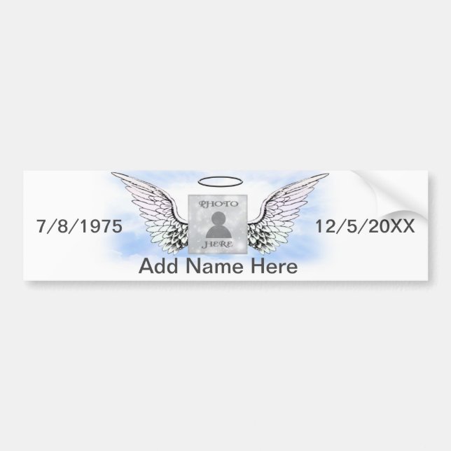 Add Photo | Memorial Wings Bumper Sticker (Front)