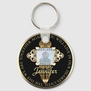 Add Photo Message Cross Hearts Memorial Keychain