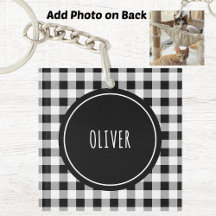Add Photo, Name Buffalo Check Black Acrylic