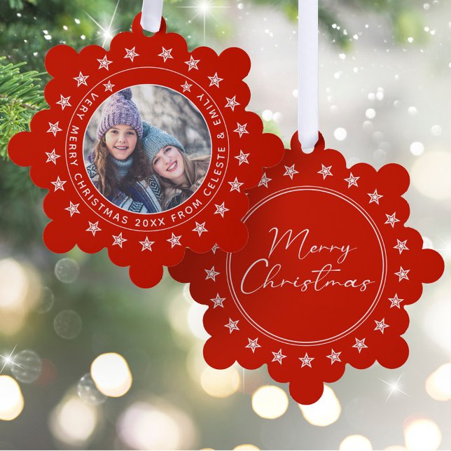   Add Photo & Name Mother Daughter Merry Christmas Ornament Card (Pro Tip : If you need to adjust the text's length use the letter spacing option in the design tool.)