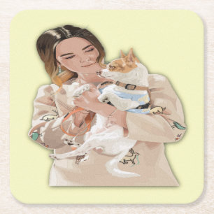 Add Photo Personalize Square Paper Coaster