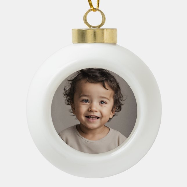 add photo  - personalized ceramic ball christmas ornament (Front)