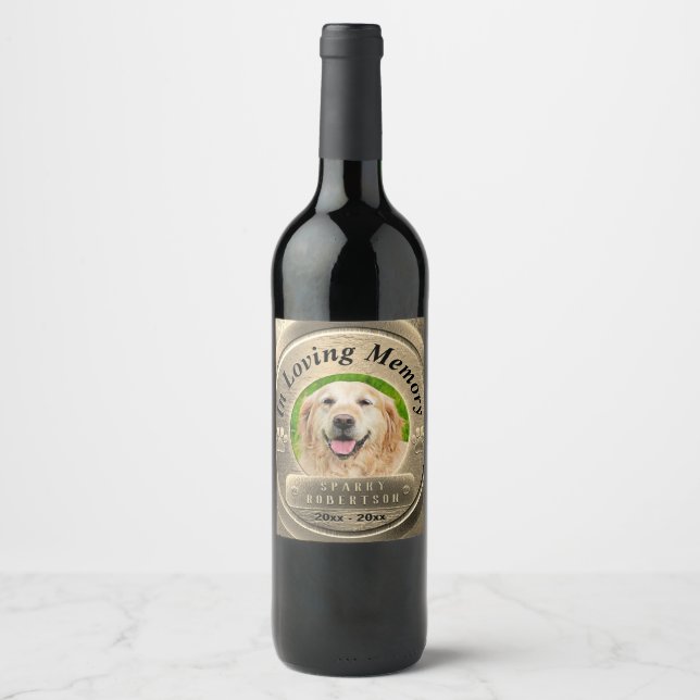 Add Photo Pet Memorial Wine Label (Front)
