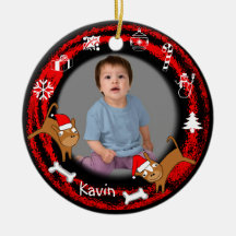 Add Photo Puppy Red Ornament